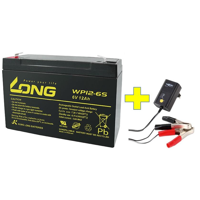 AGM BLEI AKKU BATTERIE 6V 12Ah kompatibel für USV BLEIGEL GEL + LADEGERÄT