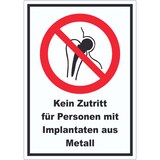 thumbnail of Kein Zutritt für Personen mit Implantaten aus Metall Aufkleber A5 (148x210mm)