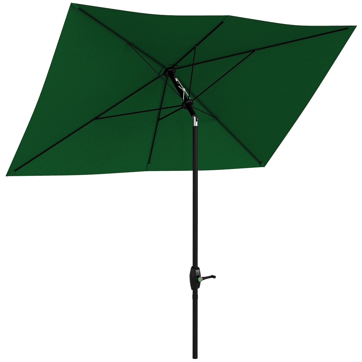 Sombrilla de jardín 290x200x248 cm parasol de terraza con 6 varillas apertura manual anti-uv y ángulo ajustable para jardín piscina