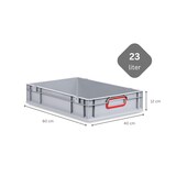 thumbnail of PROREGAL SparSet 5x Eurobox NextGen Color mit Auflagedeckel & Verschlüsse, HxBxT 12x40x60cm, 23L, Grau, Griffe rot zu, Eurobehälter, Box