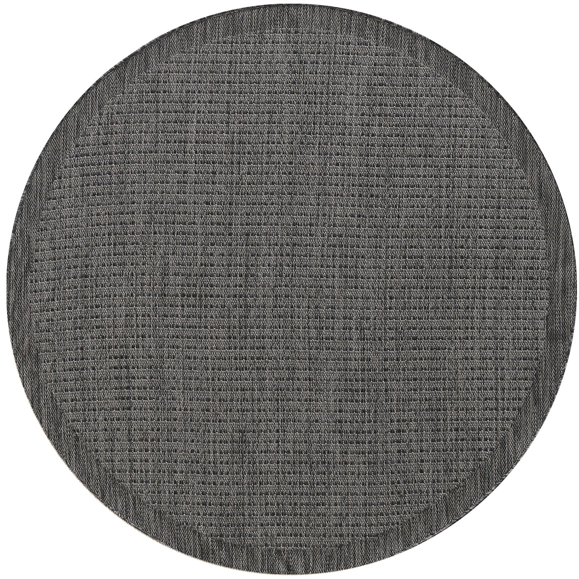 Balkonteppich Einfarbig Wetterfest Waschbar Strapazierfähig Terrasse Garten Rund Schwarz 160x160 cm – ORIANA von Kadima Design