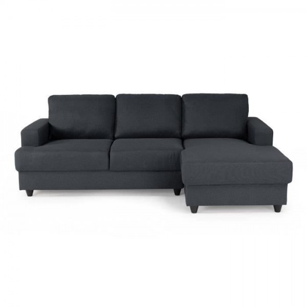 Canapé d'angle droit 4 places Paul - Tissu gris anthracite - L 215 x p 140 cm AUCUNE