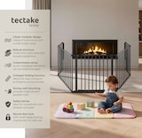 thumbnail of tectake 5-delig openhaardhek, AGGNI, gepoedercoat staal, 2893x30x715 mm, stabiele constructie, deur met veiligheidsslot, zwart