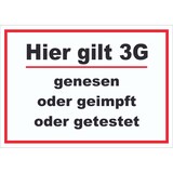 thumbnail of Hier gilt 3G Hinweis Schild mit Text waagerecht A0 Rückseite selbstklebend
