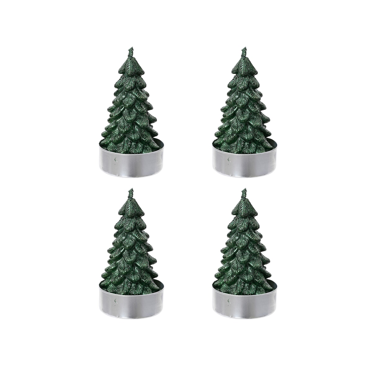 4 Teelichter Kerzen Paraffin 7cm Tannenbaum Form Tischkerzen Adventskerzen Dekokerzen Teelicht Weihnachten Tischdeko Weihnachtsdeko Piniengrün