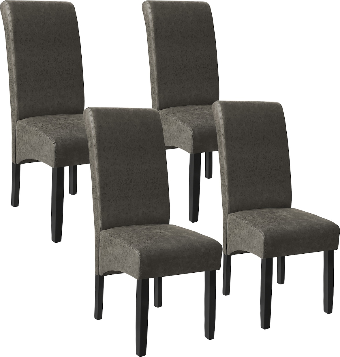 tectake Silla de comedor ergonómica - Juego de 4 gris mármol