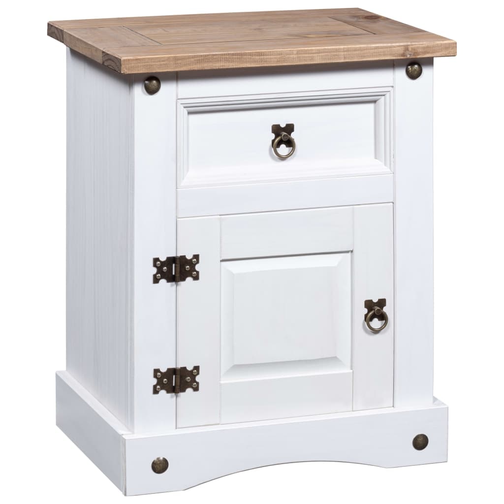 Table de chevet Gamme Corona pin mexicain Blanc 53x39x67 cm