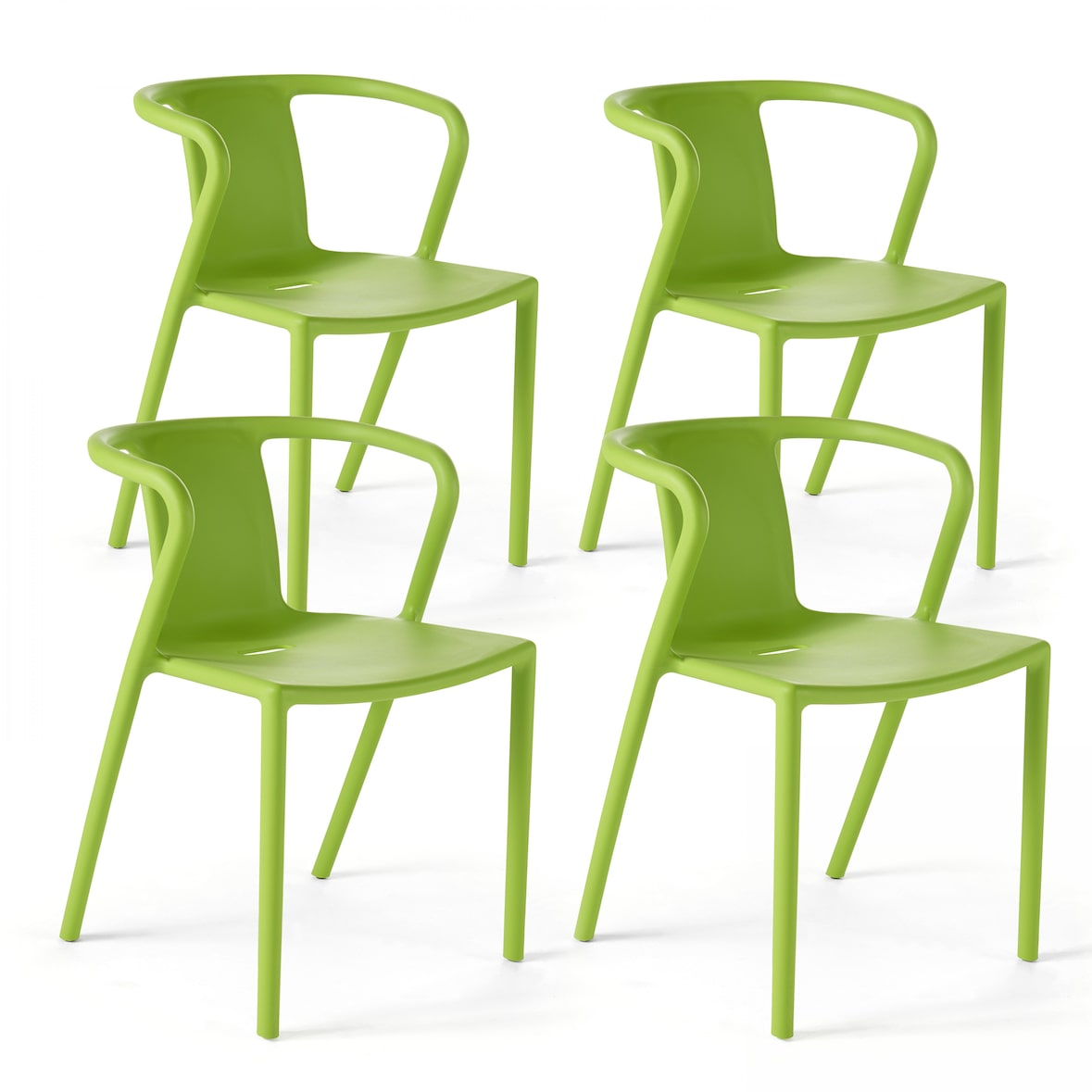 Lot de 4 chaises en plastique vert - Oviala