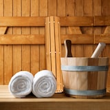 thumbnail of Relaxdays Badvorleger aus Bambus, 60x40 cm, rutschfester Duschvorleger, zusammenrollbare Badezimmermatte, natur/weiß