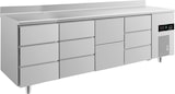 thumbnail of Gastro Kühltisch 2 Schubladen mittig je 3 Schubladen links&mittig&rechts Umluftkühlung Aufkantung, 2330x700x850mm -2/+8°C 632l