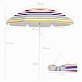 thumbnail of COSTWAY Strandschirm, windfest, stabil, UPF 50+, um 30° biegbar, mit Erdspieß