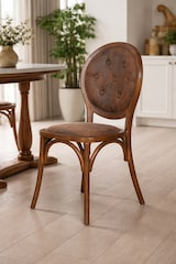 thumbnail of Biscottini Esszimmerstühle aus Holz – Restaurantstühle 43x48x96 cm – Sessel mit Kunstlederbezug fürs Schlafzimmer – Gepolsterter Wohnzimmersessel