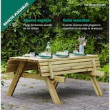 thumbnail of Mesa Picnic Jardín Madera Tratada Autoclave Strong 200 - 2 Bancos Abatibles, 198 x154 x74 cm 8/10 Adultos, Espesor 42 mm Normativa EN581 The HomeWeeks