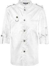 thumbnail of 222 - Kochjacke Bikerstyle, Langarm verstellbar, Druckknöpfe : weiß 65% Polyester 35%Baumwolle 220 g/m² 2XL
