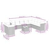 thumbnail of vidaXL 11-tlg. Garten-Sofagarnitur mit Kissen Hellgrau Poly Rattan