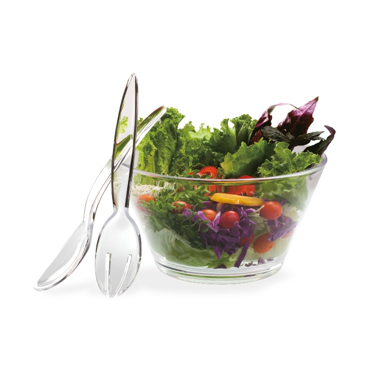 TABLE PASSION Salatschüssel 28 cm + Besteck - Table Passion Transparent Rund Kunststoff