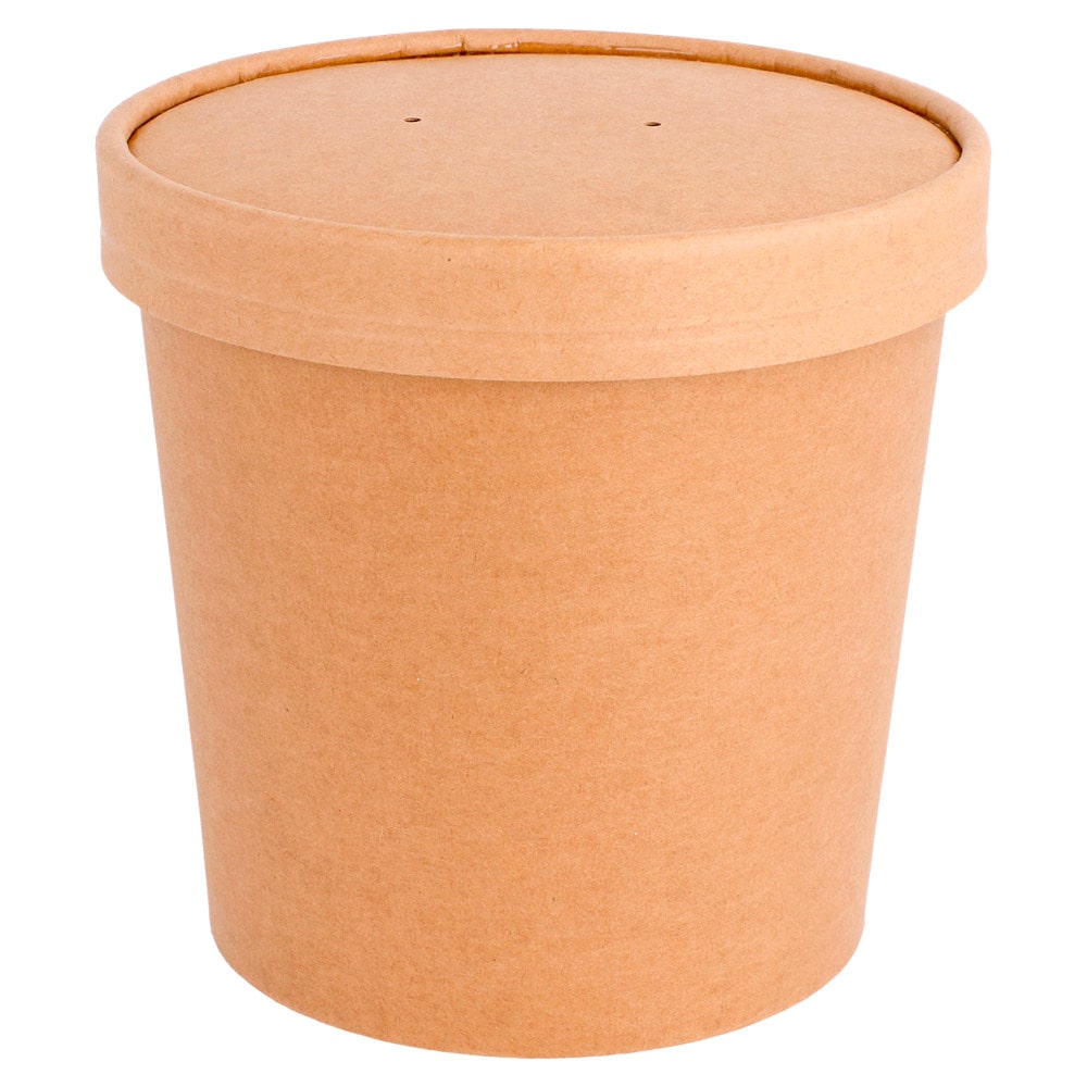 Recipientes Com Tampas 780 Ml 340 + 18 Pe G/M2 Ø 11,6/9,3X11 Cm Natural Kraft (250 Unidades)
