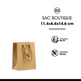thumbnail of Luxus-Tüte aus braunem Kraftpapier mit Kordelgriffen 11,4 + 6,4 x 14,6 cm je 400 - Gimex