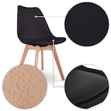 thumbnail of Esszimmerstuhl 2er-Set, Beine Holz, gepolstert, Küchenstuhl im Set mit Retro-Design, Belastbarkeit 110 kg, Schwarz, Raburg Nilo