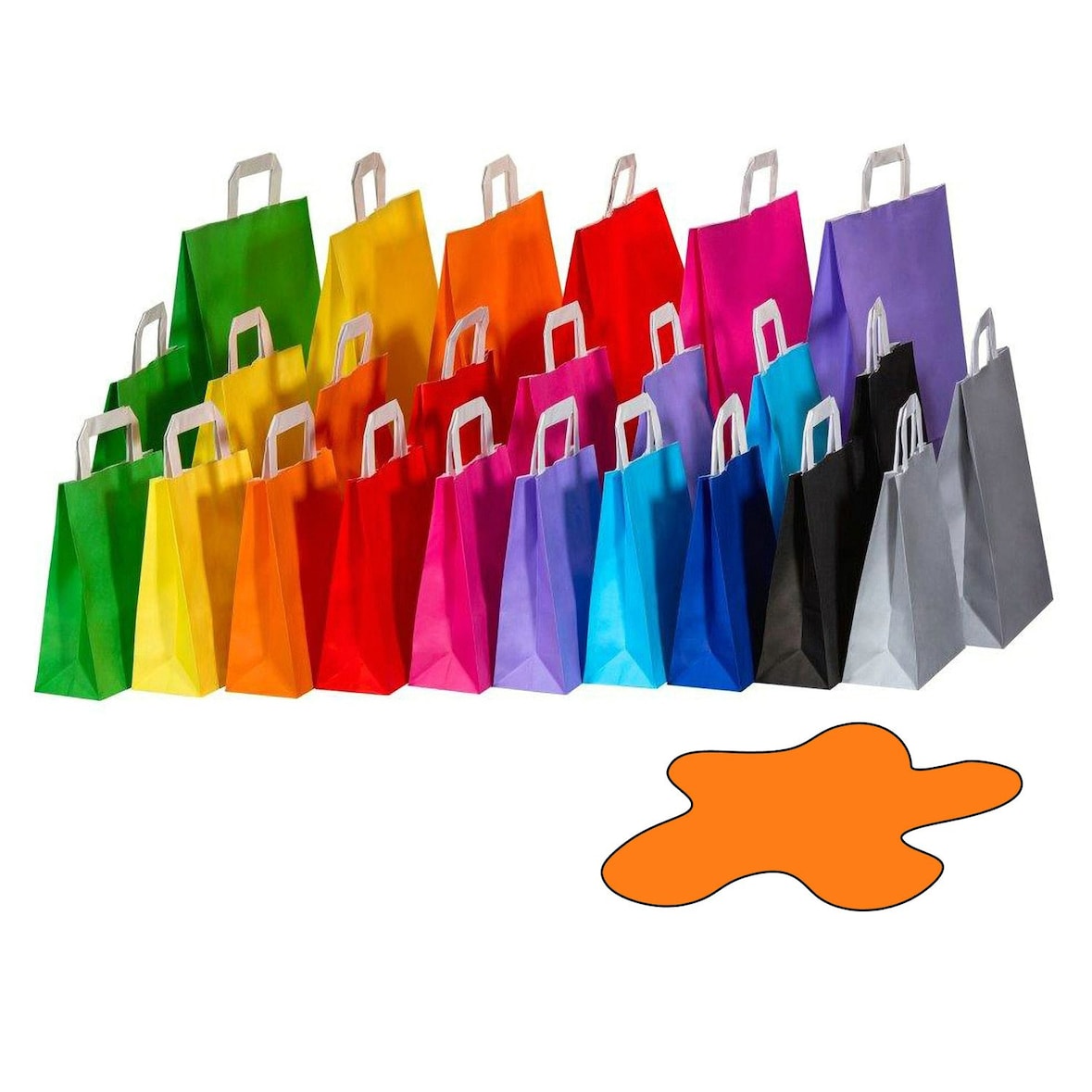 50x Papiertragetaschen Papiertaschen Flachhenkel 18x8x22cm orange 70gr.