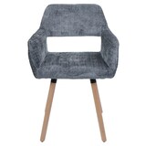 thumbnail of Décoshop26 -Gepolsterter Esszimmerstuhl mit Armlehnen aus dunkelgrauem Chenille-Stoff und Beinen aus Buchenholz 04_0009845