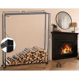 thumbnail of DELUKE® Kaminholzregal innen Metall BETTA mit Rollen, 25x100x150 Brennholzregal innen Kaminholzständer Kaminholzhalter Feuerholzregal