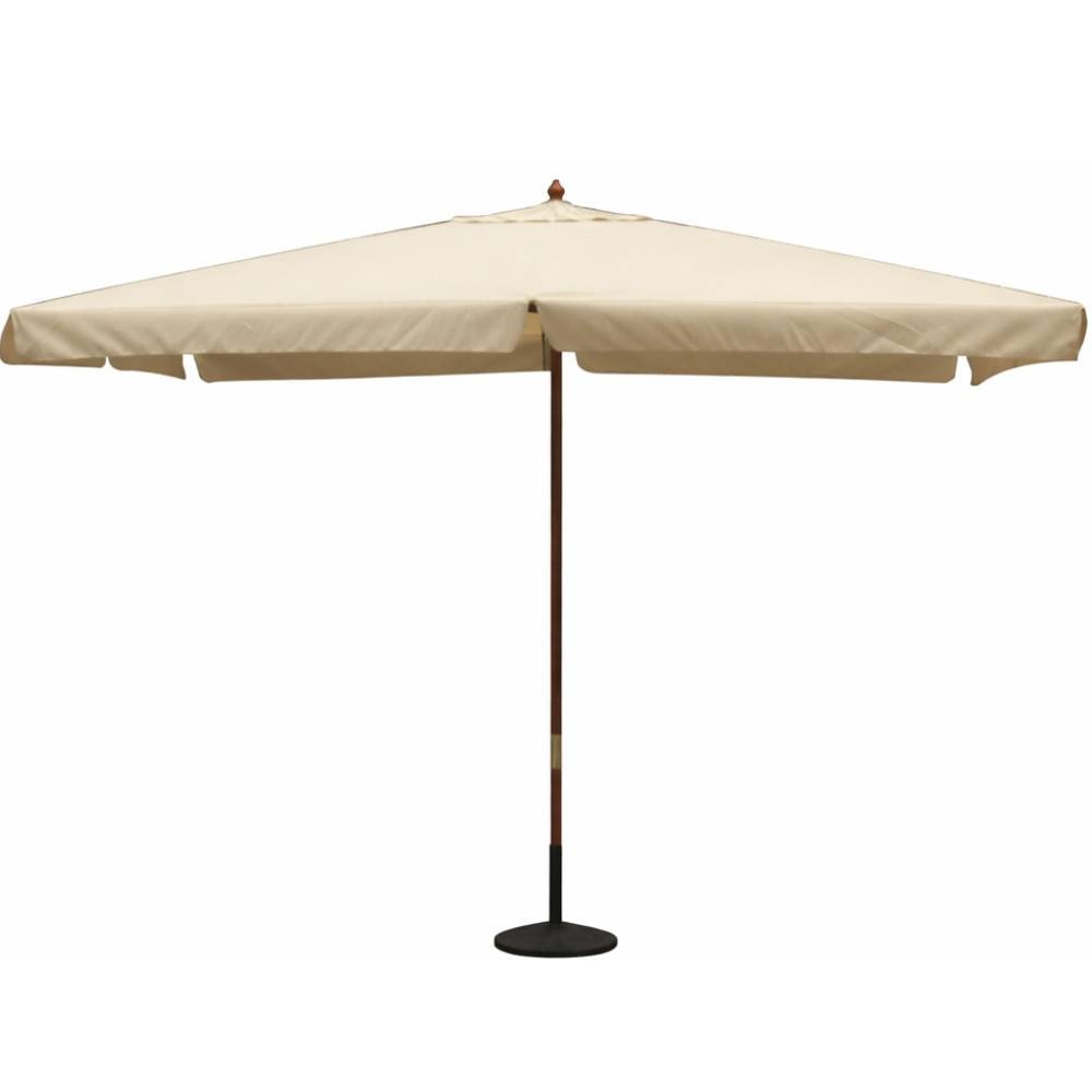 Ombrellone da Giardino 3x4 Palo Centrale in Legno Telo 300x400 Poliestere 180 g/mq Ecru per Esterno, Piscina e Ristoranti
