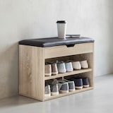 thumbnail of Schuhbank mit Sitzfläche Sonoma Garderoben-Bank Holz 60 x 40 x 30 cm, Holzbank klein gepolstert, Sitzbank schmal Flur mit Stauraum, Truhenbank