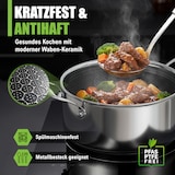 thumbnail of MORLEOS Schmortopf Ø 20 cm – 3 l – Antihaft-Waben-Keramik – 5-Schicht-Topf mit flachen Glasdeckel – Induktion – Energiesparend