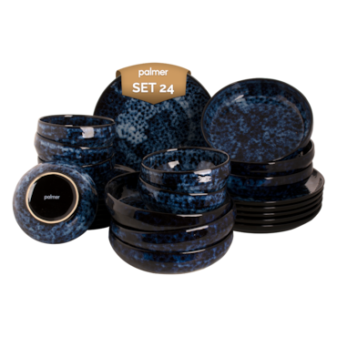 Palmer Serviesset Bama Blue Stoneware 6-persoons 24-delig Blauw