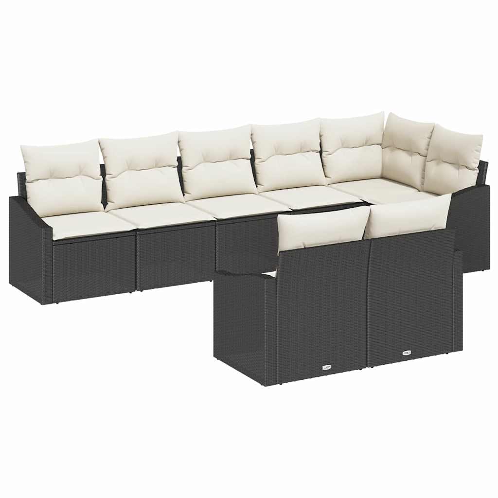 vidaXL Garten Essgruppe mit Kissen mit Speicher 8 pcs Schwarz, Creme