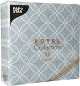 thumbnail of 12500 Servietten "ROYAL Collection" 1/4-Falz 40 cm x 40 cm arktikblau "Circle Flowers"