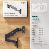 thumbnail of ONKRON Monitorhalterung Wand für 13-34 Zoll, bis 8 kg, höhenverstellbar, VESA 75x75 & 100x100, schwenkbar, neigbar, drehbar, Schwarz G150-B