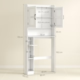 thumbnail of HOMCOM estantería sobre inodoro con estante ajustable 2 puertas soporte para papel higiénico y estantes abiertos ahorra espacio para baño blanco