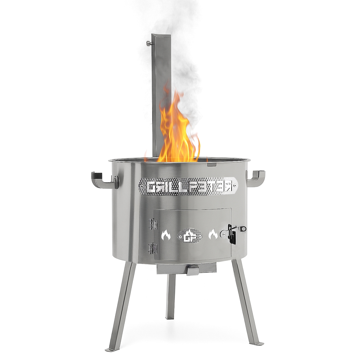 Grillpeter Utschak Timur Ø45 cm Edelstahl 2 mm mit Abzugsrohr Feuerofen für Kazan 12-22 Liter