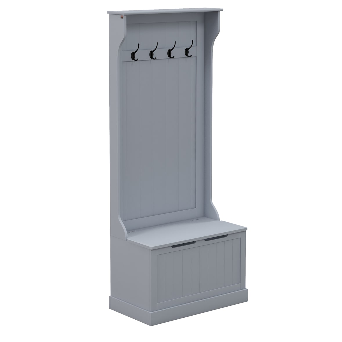 HOMCOM Mobile Appendiabiti con 4 Ganci e Panca in Legno Grigio