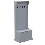 thumbnail of HOMCOM Mobile Appendiabiti con 4 Ganci e Panca in Legno Grigio