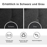 thumbnail of Bett 90x200 LED-Beleuchtung höhenverstellbares Kopfteil 2 Schubladen Stauraum modernes Design Leinen Schwarz