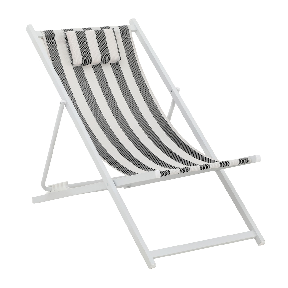 aro Sonnenliege/Liegestuhl mit Kippfunktion, Aluminium/Textilen-Bespannung, gestreiftem Design, schwarz/weiß