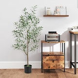 thumbnail of COSTWAY Juego de 2 Olivos Artificiales, Planta Artificial 130 cm, Planta de Interior con Maceta de Cemento, Hojas y Frutos Naturales