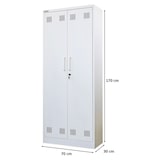 thumbnail of PROREGAL Putzmittelschrank RHINO Metall 2 Türen abschließbar Besenschrank schmal 170x70x30cm 5 Fächern & Kleiderstange Stahl Weiß Putzschrank