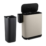 thumbnail of SVITA MLT2X30 Prullenbak pedaalemmer afvalbak 60l 2 compartimenten vrijstaand met deksel inclusief binnenemmer taupe
