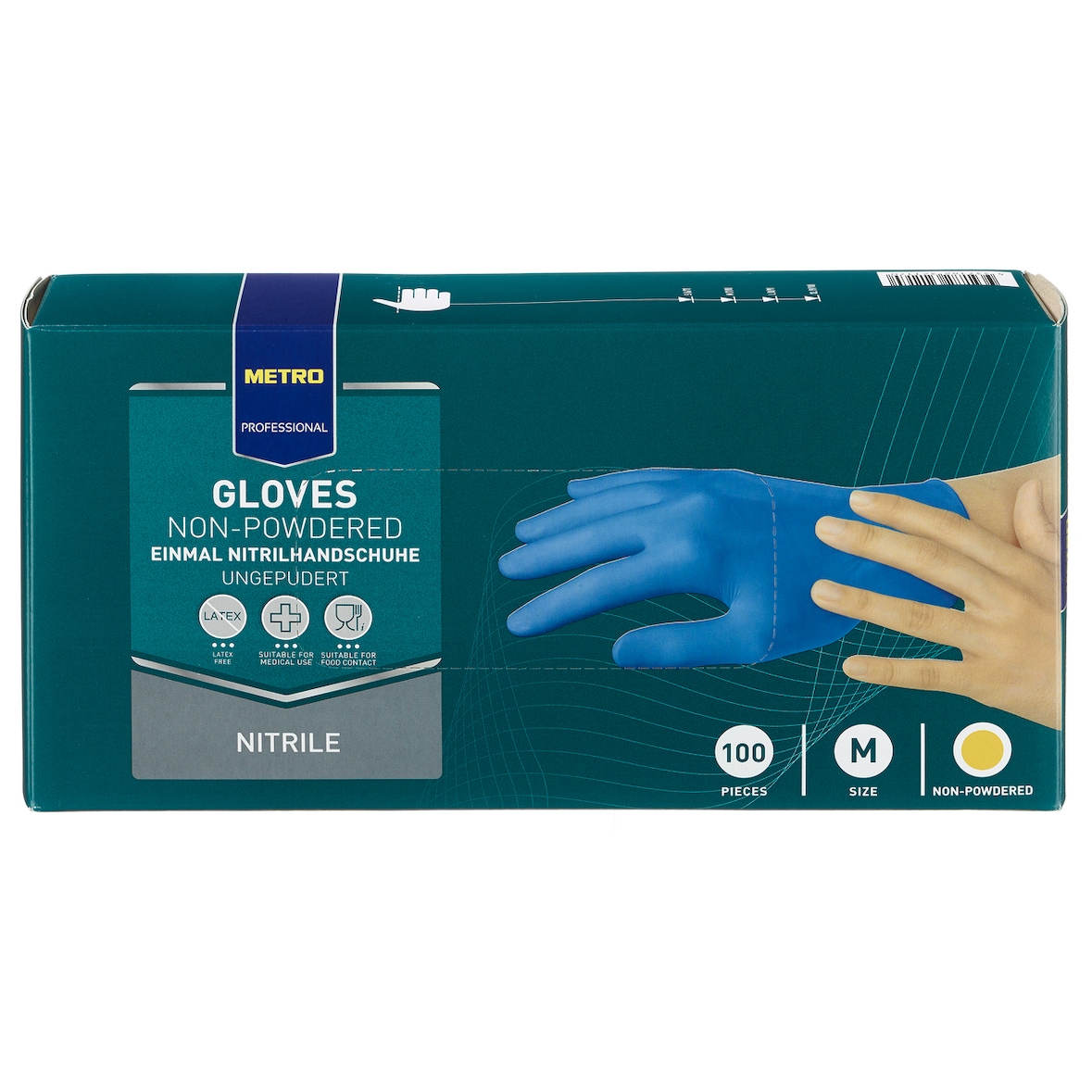 METRO Professional Einmalhandschuhe, Nitril, ungepudert, Größe M, blau, 100 Stück