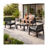 thumbnail of Salon de jardin Extérieur 4 personnes Gris Anthracite Canapé 2 places + 2 fauteuils + Table basse + 4 Coussins KZ GARDEN