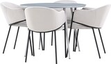 thumbnail of Plaza Essgruppe Tisch Ø100cm und 4 Velours Stühle mit Armlehnen grau.