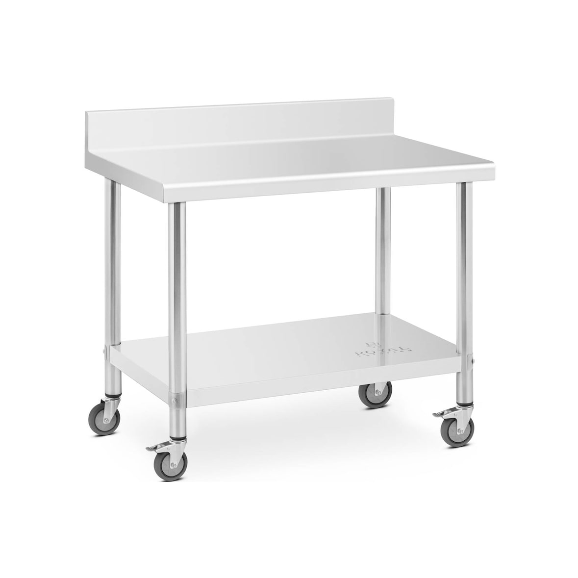 Royal Catering Edelstahltisch mit Rollen - PREMIUM - 60 x 100 cm - 155 kg - Aufkantung -