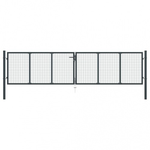 vidaXL Gaas tuinpoort gegalvaniseerd staal grijs : afmeting - 400 x 150 cm