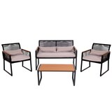 thumbnail of Tuinset HWC-K42, tuin loungeset zitgroep bank, rope weave Rope houtlook staal, bekleding lichtgrijs
