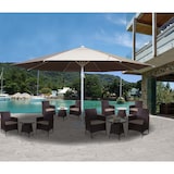 thumbnail of Parasol Meran II, marktparasol, Ø 5m polyester/aluminium stok wit 28kg ~ crème-beige zonder voet