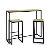 thumbnail of Conjunto Mesa Alta Eco-Line 118x30x110cm y 2 taburetes Negro en madera maciza de pino acabado envejecido estilo Industrial Box Furniture